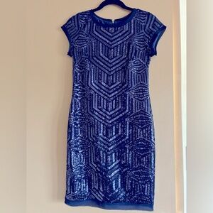 Vince Camuto Blue Sequin Sheath Mini Dress